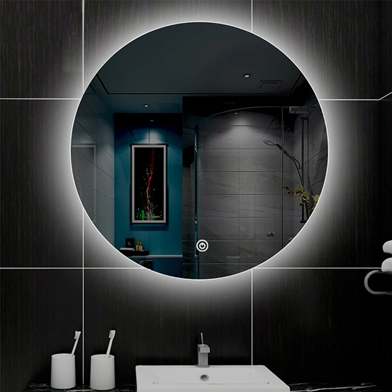

Smart Bathroom Mirror Cosmetic Mirror Circular Wall Mounted 50cm Smart Mirror Led Backlight