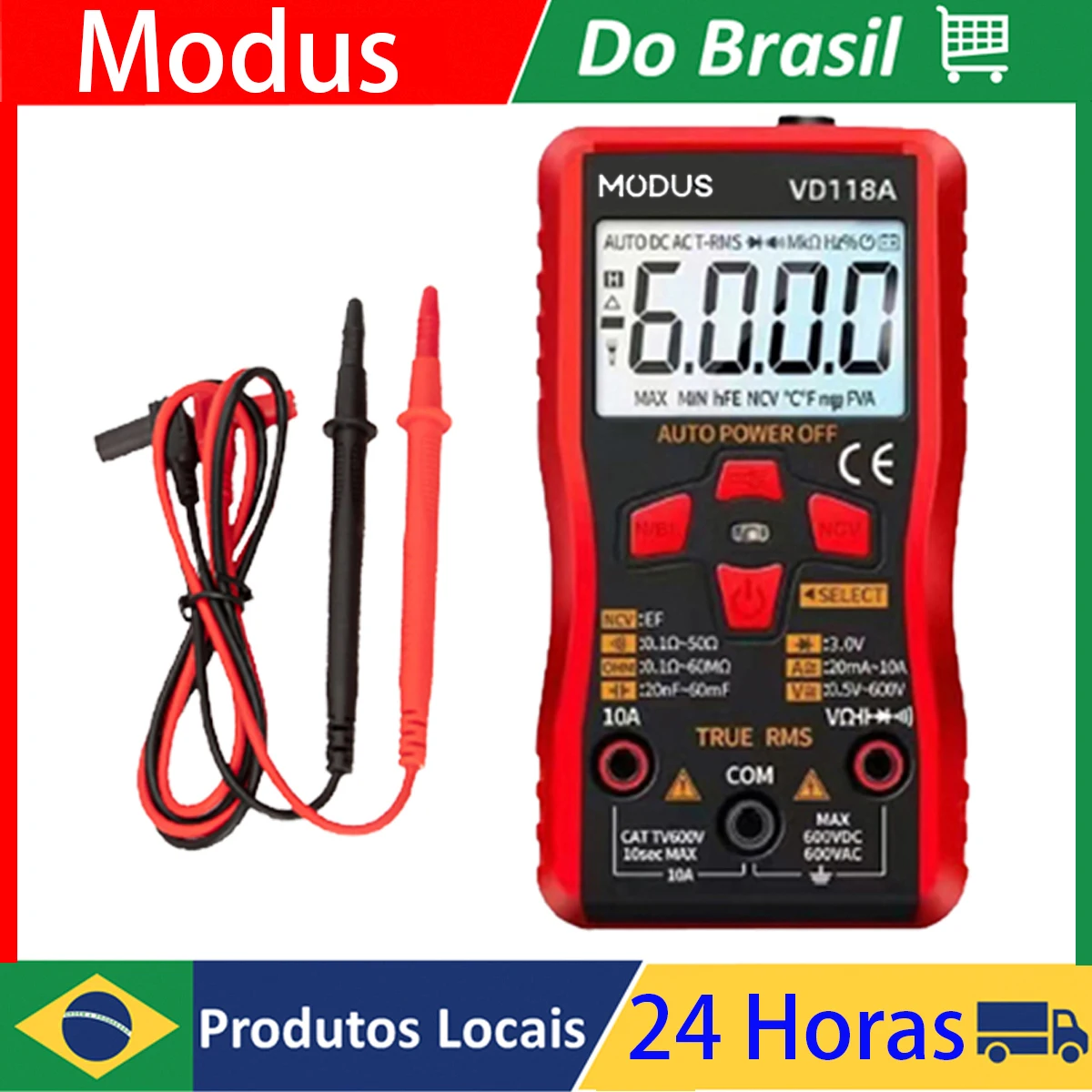 

Electrical Digital Mini Multimeter Tester Auto Mmultimetro True Rms Tranistor Meter with NCV Data Hold 6000counts Flashlight