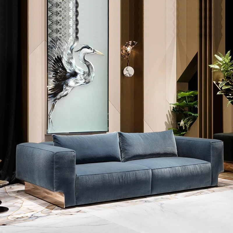 

Post-Modern Light Luxury Sofa for Three People Large Apartment Villa Living Room Italian Metal Sales Office Furniture