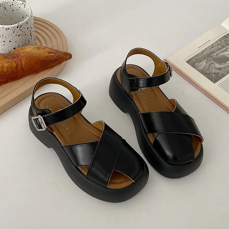 

Women's Sandals 2023 Summer Solid Color Comfortable Female Beach Shoes Chunky Sandalias Non-Slip Shoe Platform Zapatillas Mujer