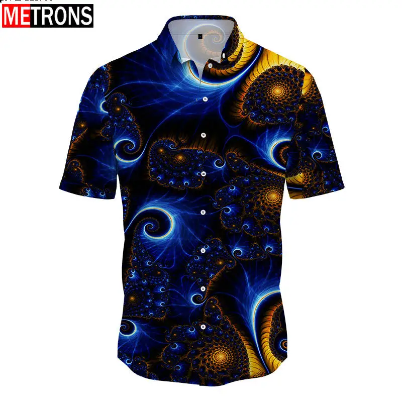 

Hawaiian short sleeved shirt casual lapel cardigan design sense pattern printed men's short sleeved shirt loose Oversized top