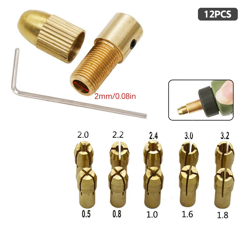 

7 шт.-12 шт. латунный Мини-сверлильный патрон адаптер микро цанговый вал набор сверл 2-5 мм подходящая гайка для вращающихся электроинструментов