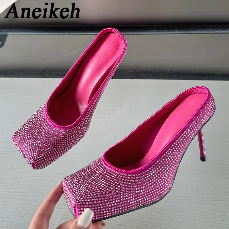 Женские туфли на высоком каблуке Aneikeh модные летние туфли-лодочки из флока с