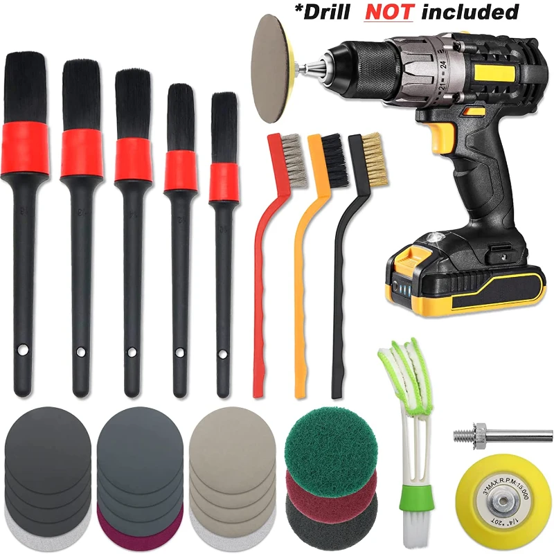 

Car Headlight Restoration Kit,3 Inch Wet Dry Sanding Disc, Scouring Pads, Auto Detail Brush Set for Cleaning Car Interior,28PCS