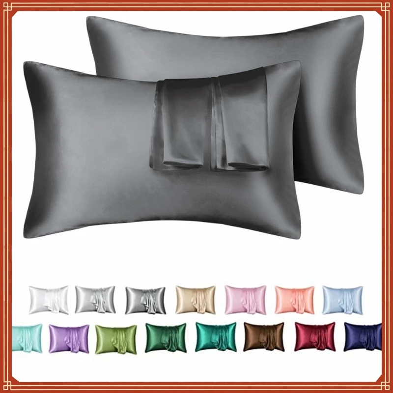 

Deals Solid High Quality Silky Satin Skin Care Pillowcase Hair Anti Pillow Case Queen King Full Size Pillow Cover
