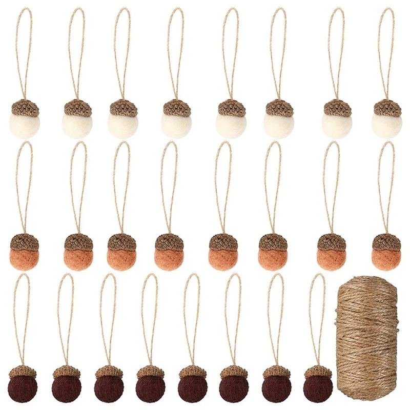 

24 Pieces Felt Acorn Ornaments Felt Balls Pom Acorns Wool Felt Acorns With Rope Felt Acorn Tree Hanging Ornaments