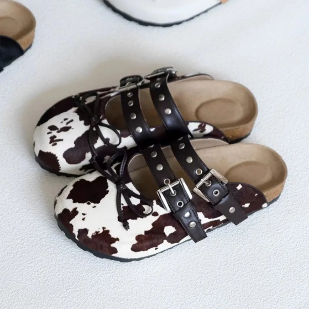 Zapatillas de suela gruesa Baotou para mujer huecas con hebilla informales Damodas resistentes al desgaste suave