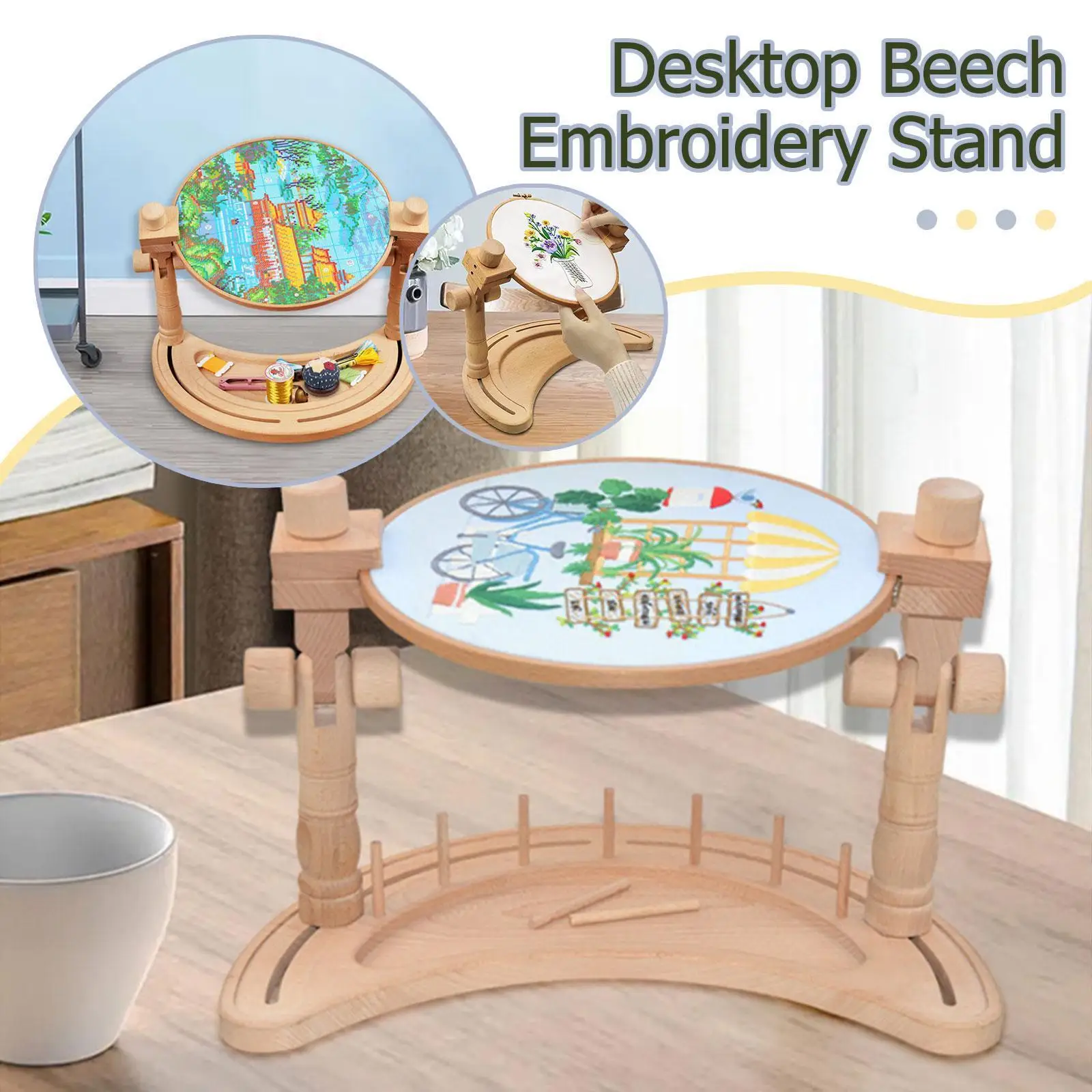 

Adjustable Embroidery Frame Stand Cross Stitch Sewing Rack Lap Tabletop Needlework Holder Tools Crafts Stand Sewing Embroid K2A3