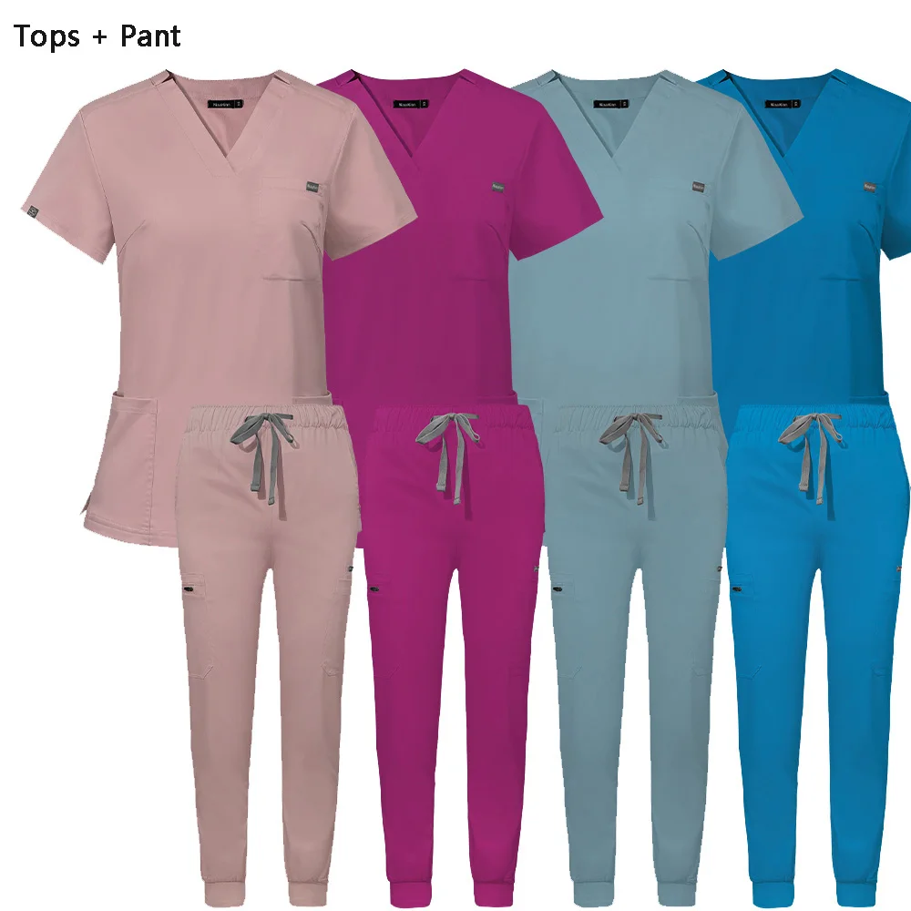 Women Medical Uniform Scrubs Hospital Doctors Scrubs Sets Nurses Accessories Operating Room Surgical Gowns Dental Workwear Suit