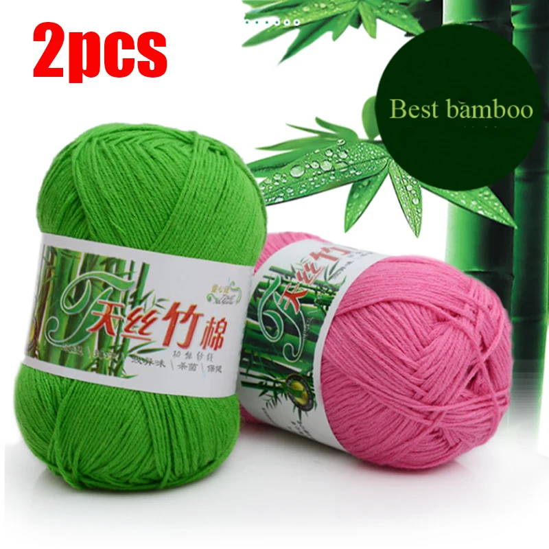 

2pcs High Quality Kniting Bamboo Cotton Yarn Bamboo Fiber Cotton Warm Soft Natural Knitting Crochet Knitwear Wool Yarn