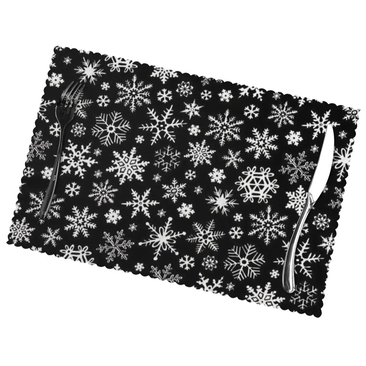 

Christmas Fabric Snow Non-Slip Insulation Place Mats for Kitchen Dining Table Washable Placemats Bowl Coaster Cup Mat Set of 6