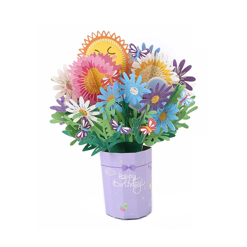 

Sunflower -Up Flower Bouquet,3D Paper Flower Card For Mom Dad Girlfriend Boyfriend Sister Brother Friends