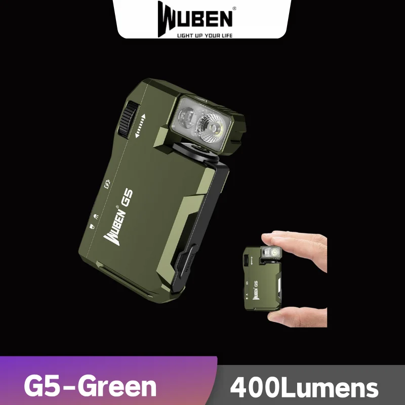 WUBEN G5 EDC Фонарик 400 люмен RGB и белый Тип-C Перезаряжаемый карманный блестящий брелок Свет Встроенный аккумулятор Зеленый