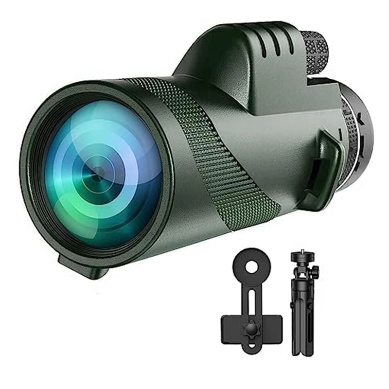 

80X100 Monocular Telescope Monoculars Phone Telescope For Adults Compact Monocular For Smartphone Adapter, With Tripod