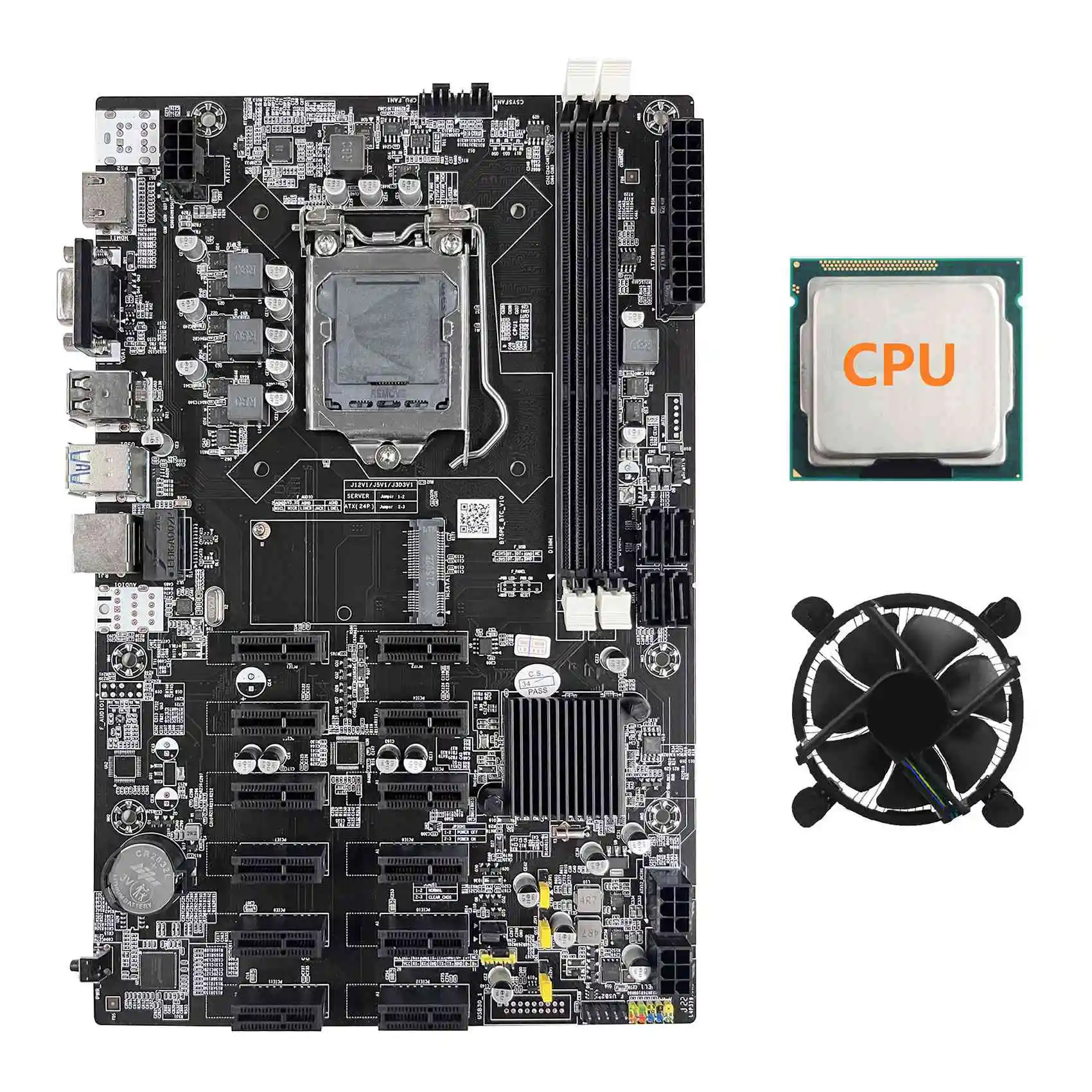 B75 ETH Mining Motherboard 12 PCIE+Random CPU+CPU Cooling Fan LGA1155 MSATA DDR3 B75 BTC Miner Motherboard