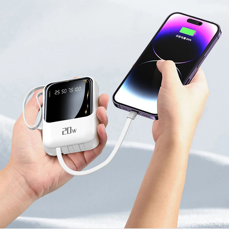 

Внешний аккумулятор со встроенным кабелем, 20 Вт, 20000 мАч