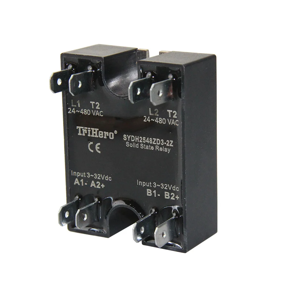 

Dual Input Output Solid State Relay DC 3-32V To AC 24-480V 10A 25A 40A Double Solid State Relay SSR