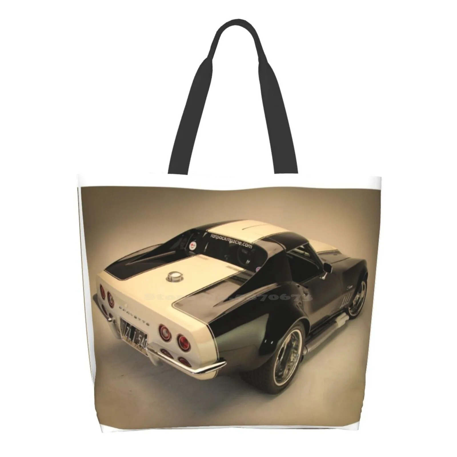 

Sexy Vette Shopping Bags Girls Fashion Casual Pacakge Hand Bag 1969 Chevrolet Corvette Chevy Black Sexy Wheels Fast Cars Fast