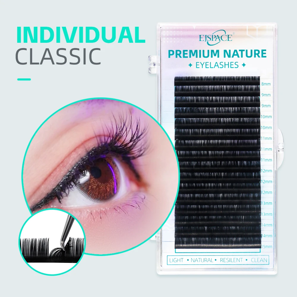 

EJSPACE 16Rows Classic Eyelashes Extensions Faux Mink Lashes Eyelash Extensions C/D Curl Natural Soft Individual Lash Extensions