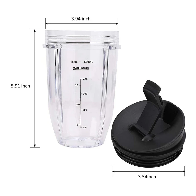 2 Pcs 18Oz Replacement Ninja Blender Cups with Lid for Auto IQ BL480 BL642 BL450 BL682 BL490 BL640 BL680