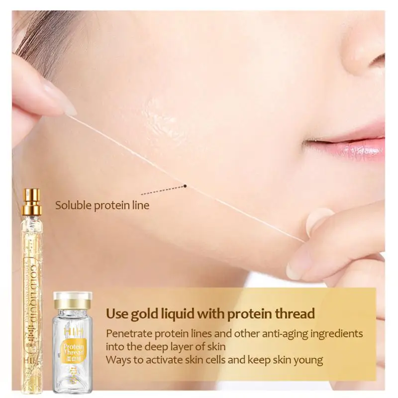 

24K Gold Collagen Protein Thread Set Face Filler Absorbable Thread Firming Silk Fibroin Line Carving Anti-aging Face Essence