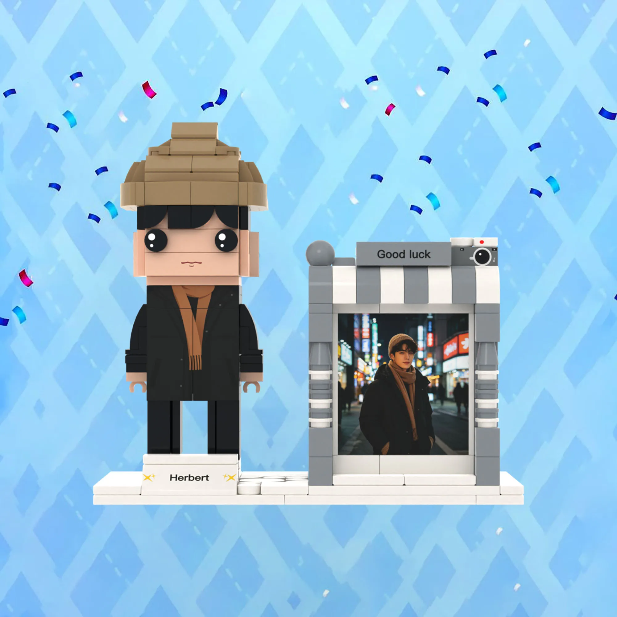Фото Подставка для ручек My Custom Brickfigures: конструктор из кирпичиков, мини-фигурка на заказ, персонализированный портрет, игрушка DIY с дисплеем для фото №1