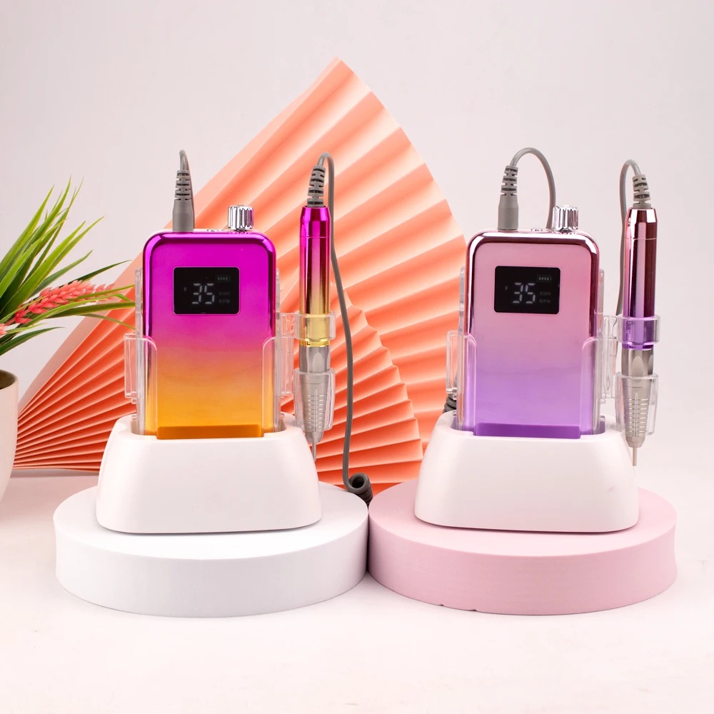 

New Arrival US Nail Shops Professional Portable Rechargeable Cordless Brushless Nail Art Drill File 35000RPM Manicure Pedicure