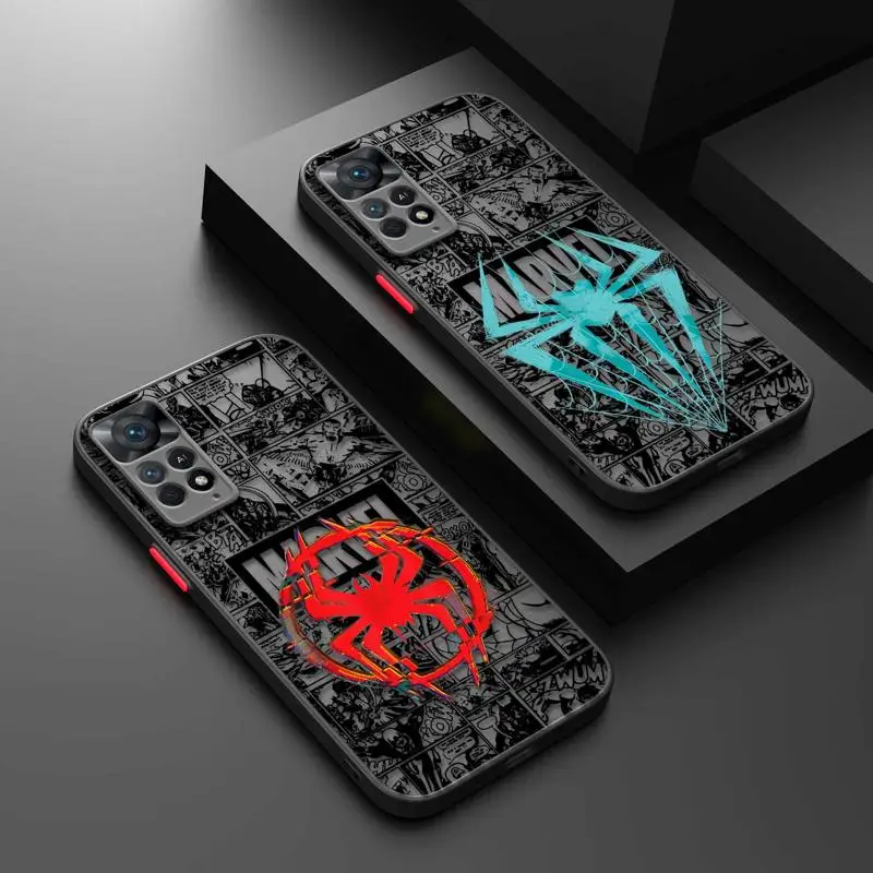 

Matte Case For Xiaomi Redmi Note 11 12 12S 10 Pro 8 9 8T 11T 9S 10S 11S for Redmi 12 10 10C 9 12C Marvel Spider-Man Punk Logo