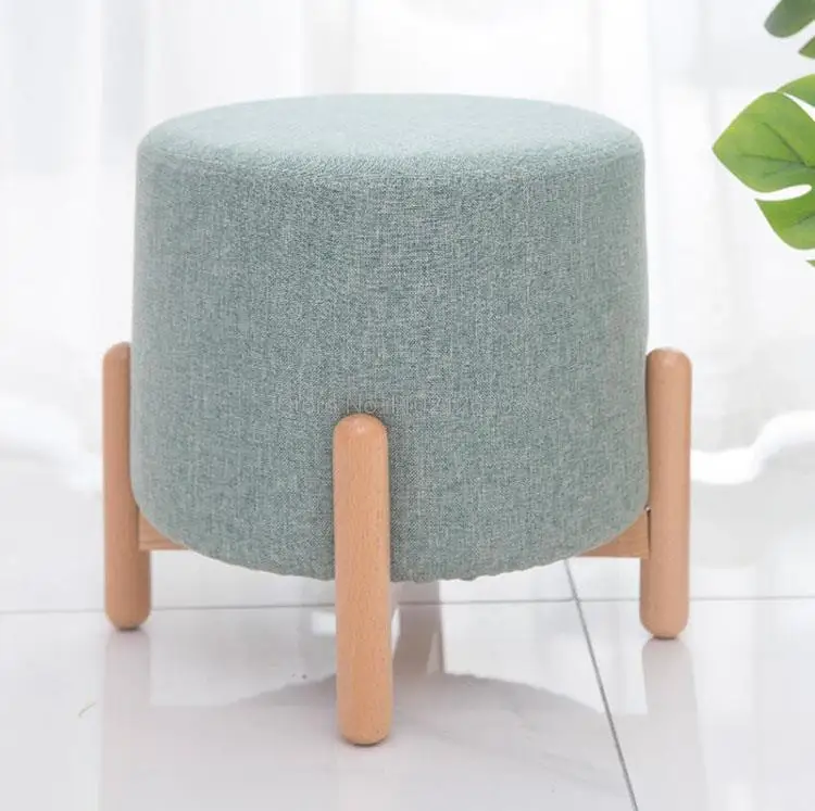 

Modern Round Stools Upholstered Footstool for Living Rome Sofa Fabric Ottomans Chairs