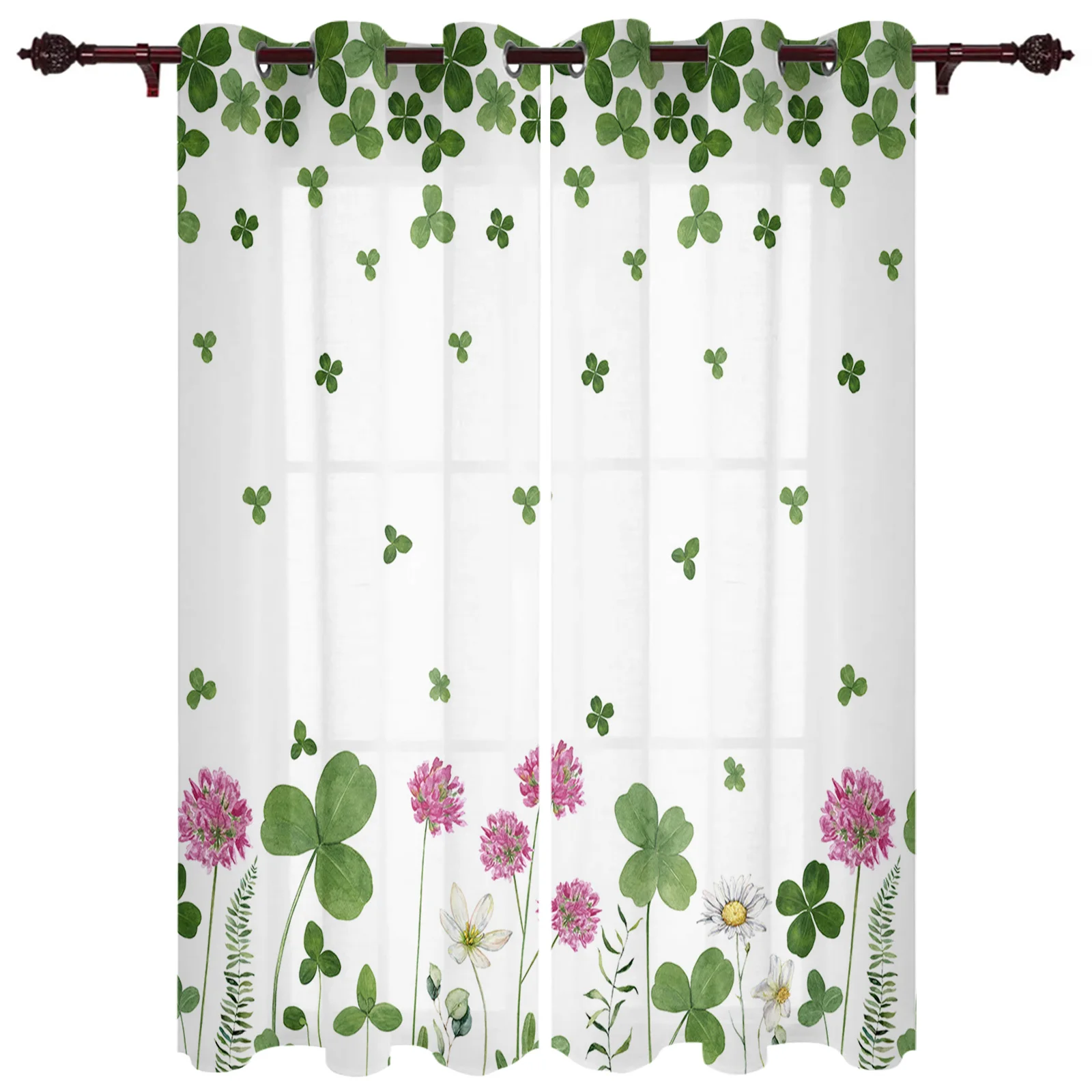 

Занавески на окна в виде цветов клевера ко Дню Святого Валентина, занавески на окна гостиной, спальни, балдахины, праздничные фотозанавески