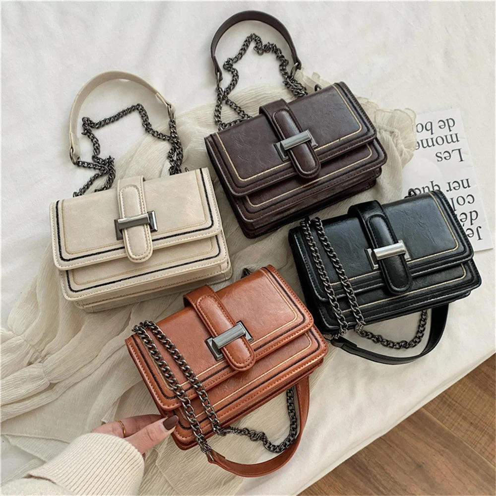 

Retro new European and American leisure texture bag women's bags Korean fashion single chain messenger small square bag