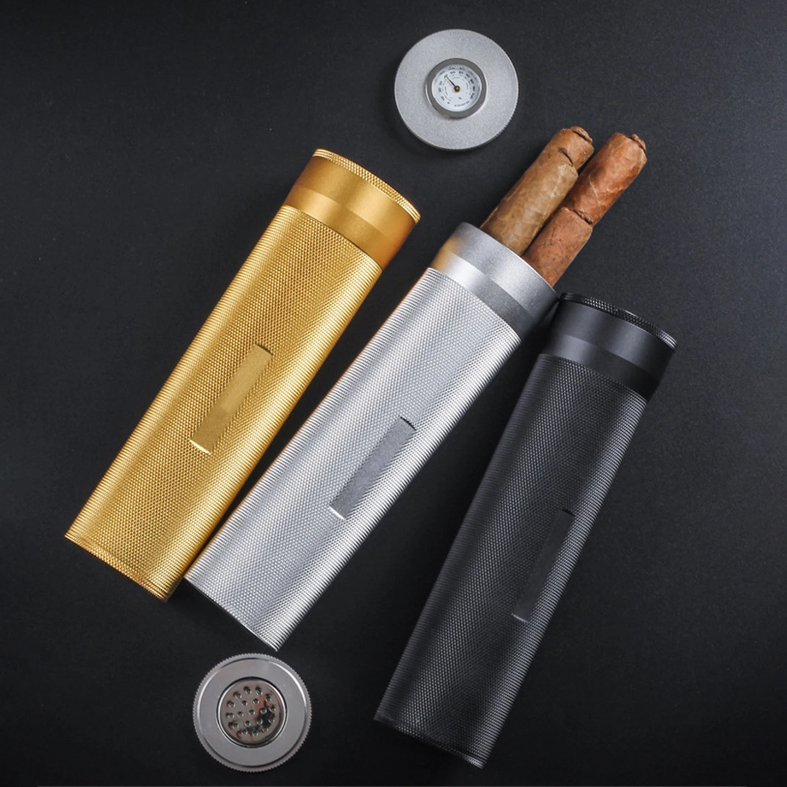 

Cigars Travel Tubes With Case Metal Tube Case Humidor Holders Cigars Tube Humidifier Travel Metal Case For Preserving Taste