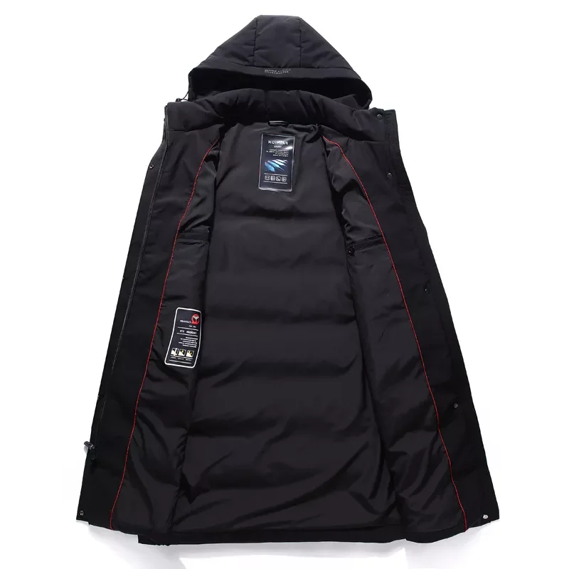 2022New Winter New Men's 90 White Duck Down Long Down Jacket Fashion Casual Thick Warm Hooded Coat Male Brand Clothes
