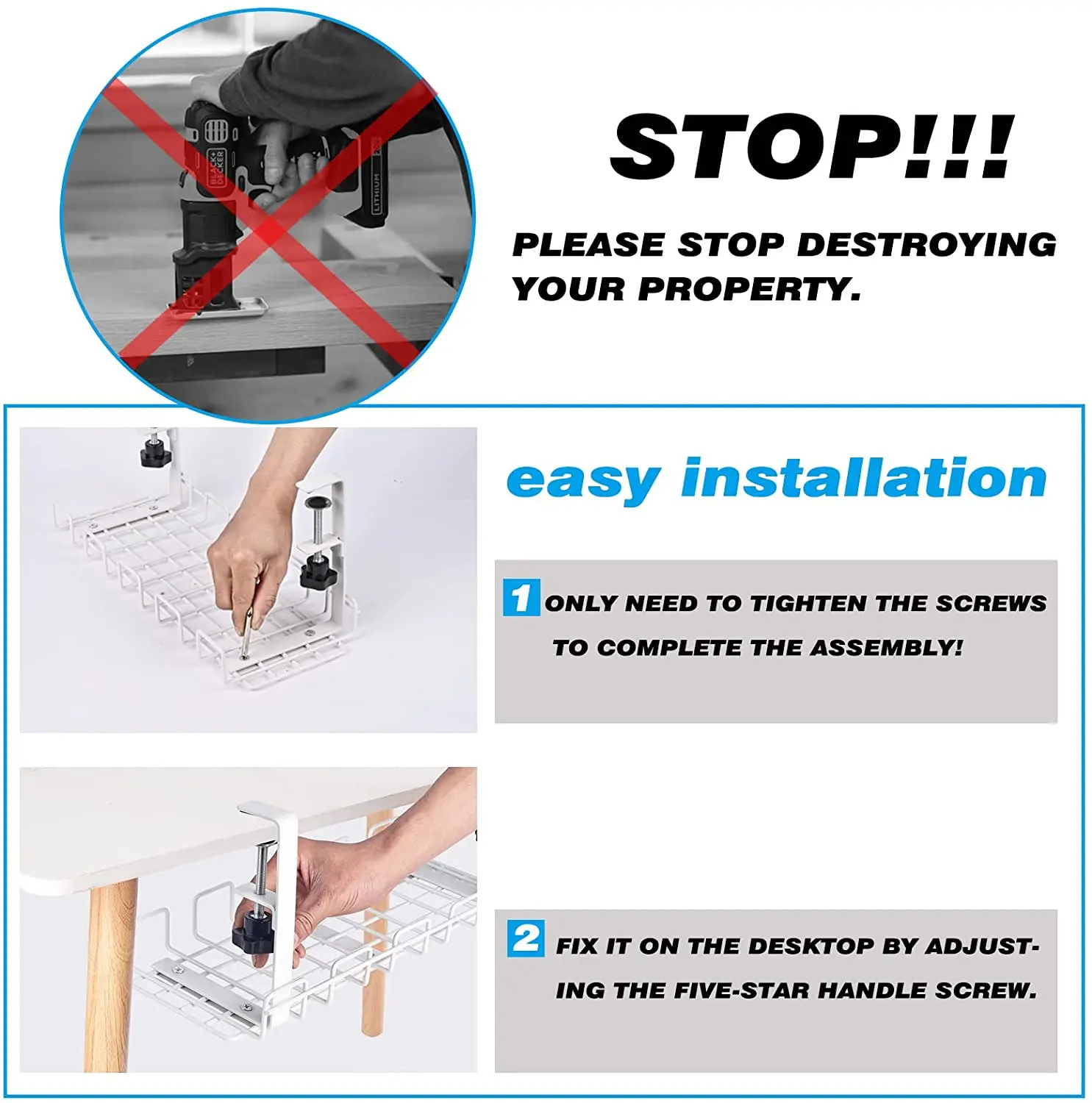 Управление кабелями под настольным лотком органайзер для шнура 15 75 дюйма столом