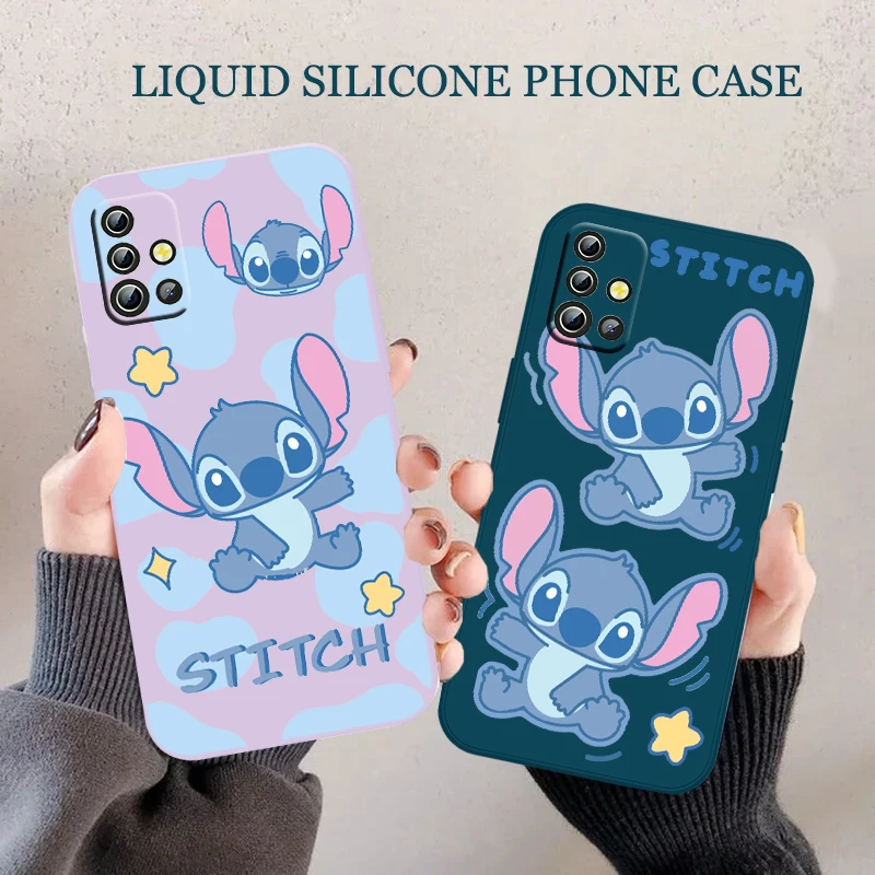 

Disney Stitch Phone Case For Samsung A12 A13 A21S A22 A31 A32 A33 A42 A51 A52 A53 A71 A72 A73 Liquid Rope Funda Cover Soft Back