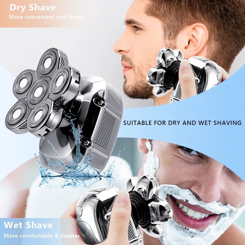 6 in 1 Multifunction Electric Shaver Wet Dry Use Beard Trimmer Rechargeable For Men Barber Shaving Machine Razor |