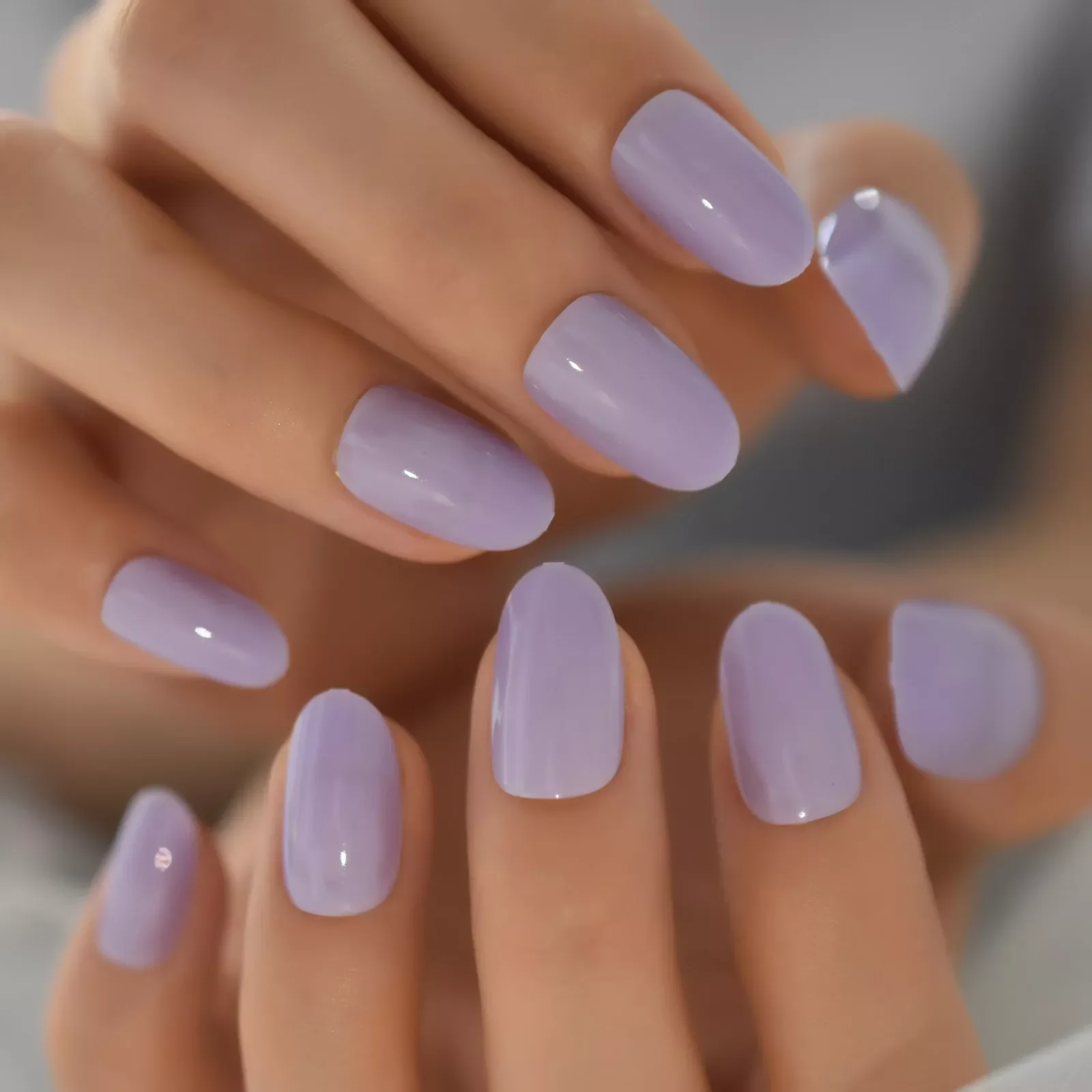 

NEW Oval Round Fake Nails Press On Artificial False Nail Art Tips Glossy Wearble For Girls Women Finger Decoration