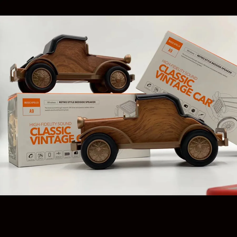 

A9 классический автомобильный Bluetooth-динамик в стиле ретро под дерево, беспроводной сабвуфер, радио, портативный держатель для телефона, мини-...