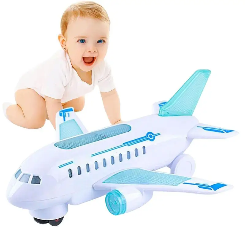 

Baby Airplane Toys Early Educational Toy With Light & Music Universal Wheel Aero Plane For Learning Aeronautical Knowledge