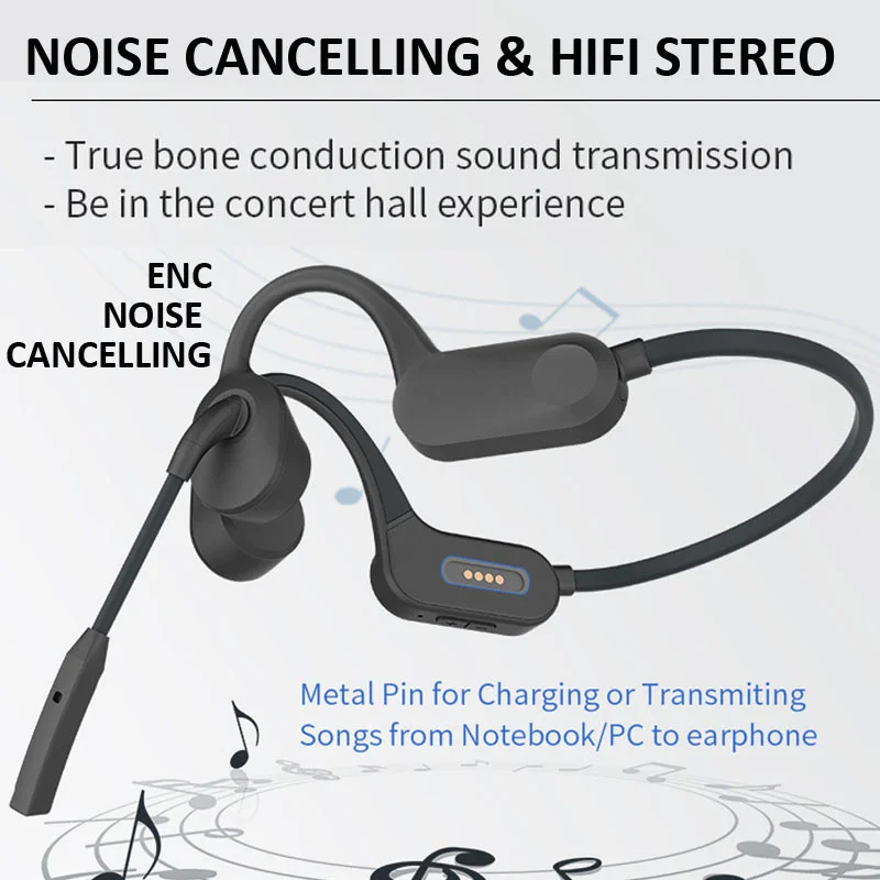 Bone Conduction Earphone Open-ear Boom Mic MP3 Bluetooth Wireless Headphones Noise Cancellation 8G Memory For Video Meeting Best enlarge