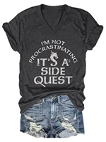 lovessales womens im not procrastinating its a side quest v neck short sleeve 100 cotton t shirt