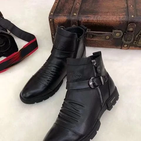 

Autumn New Knight Boots Cotton ShoesCasual Sports Shoes Leather Shoes High Top Shoes Fashionable Men's Shoes