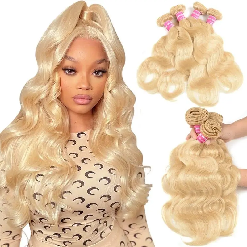 

Body Wave 613 Blonde Human Hair 3 4 Bundles with 13x4 HD Lace Frontal Peruvian Body Wave Hair Weaves Bundles with Closure