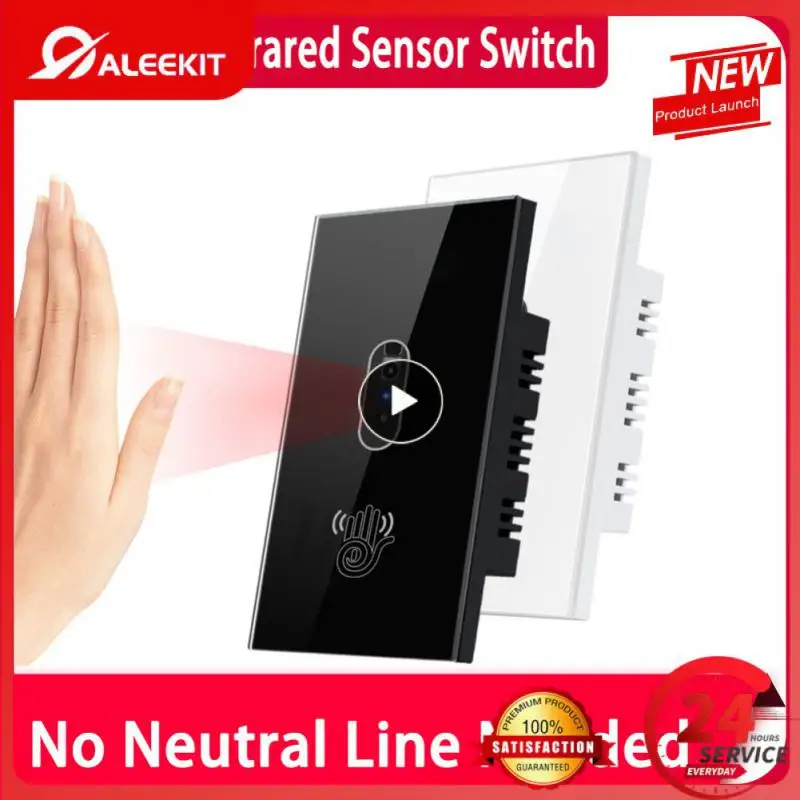 

Infrared Induction Wave Switch 3w-300w Without Touching Tempered Glass Panel No Neutral Line Required Smart Wall Switches