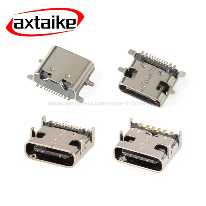 Фото 10/20/50 шт. USB-C Type-c 6-контактный 16-контактный разъем «гнездо» Порт зарядки Передача данных SMD USB 3.1 Разъем SMT для пайки печатных плат №1