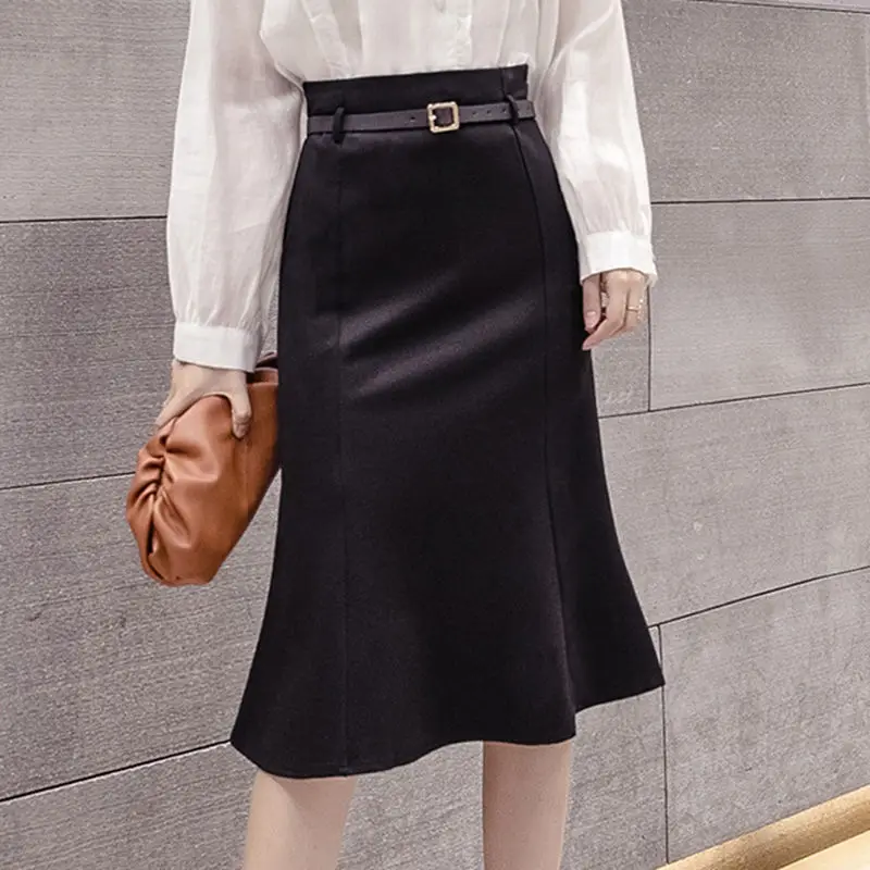 

Женская винтажная юбка-годе, элегантная облегающая офисная юбка с высокой талией, прошитая по бедрам, весна 2022