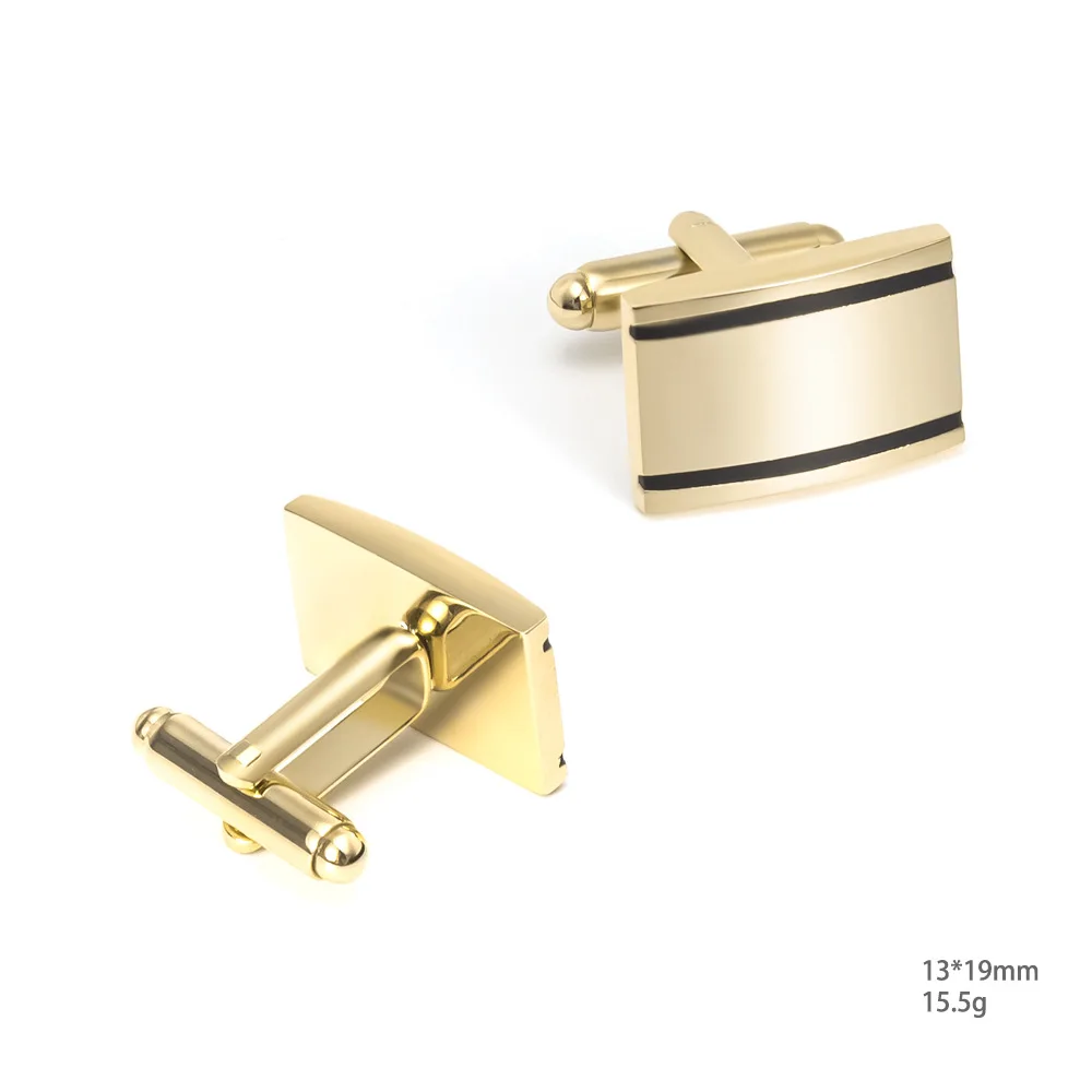 Gold Stripe Smooth Brushed Metal Cufflinks Tie clip Set Hot Sale Cufflinks Set Commuting Banquet Essential Exquisite Gift