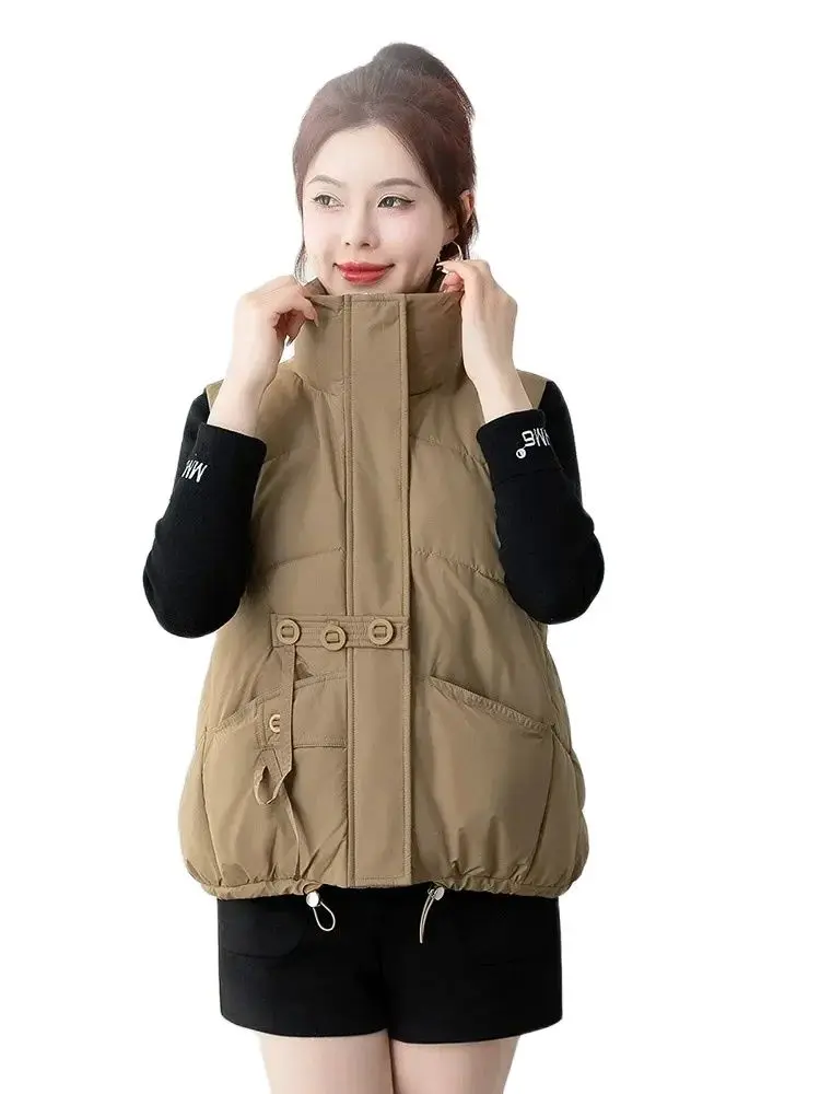 Новинка 2024 осенне-зимний пуховик женский свободный жилет без рукавов с