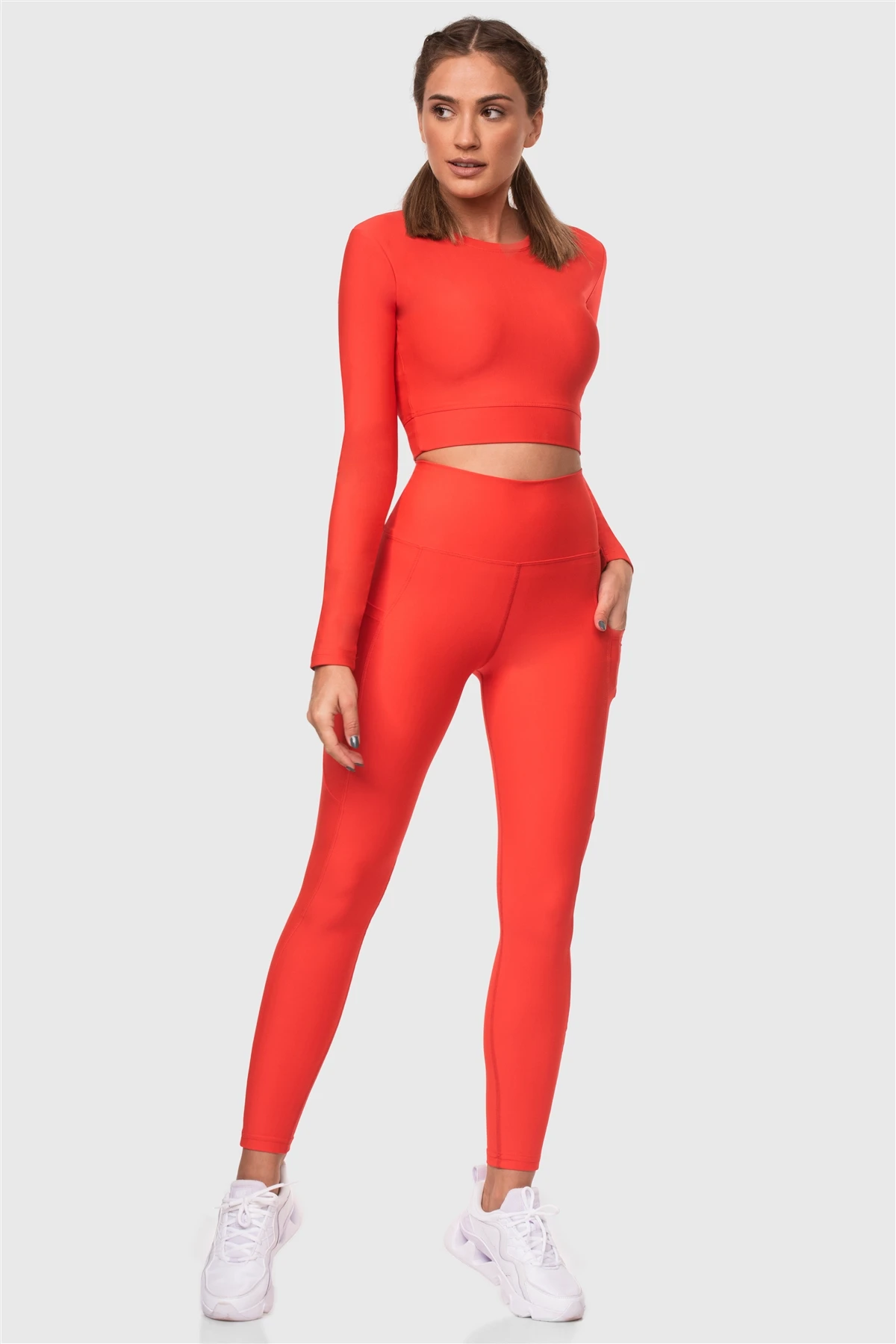 Superstacy High Waist Pockets Pomegranate Flower Sports Leggings