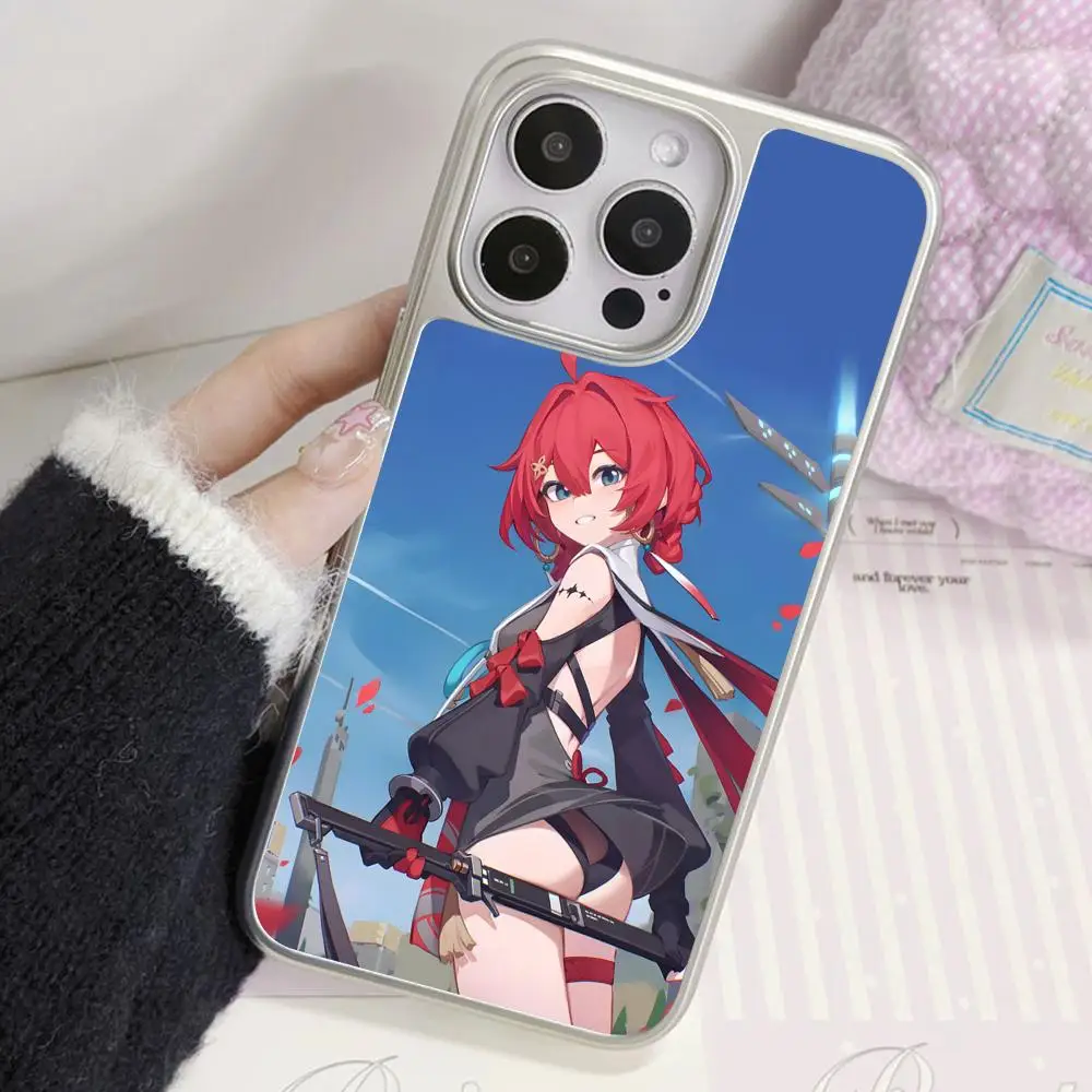 Чехол Wuthering Waves Danjin для iPhone 17 16 15 14 13 12 11 Air Pro Max Plus, гальванизированное серебряное покрытие (art.: 3920da8791d95) - 3920da8791d95